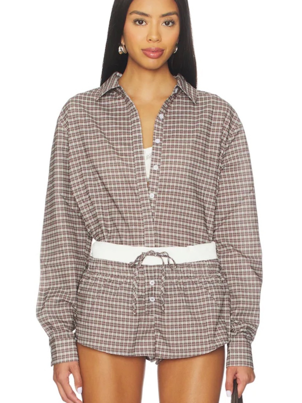 Lioness x Revolve Nirvana Shirt & Short Set Brown